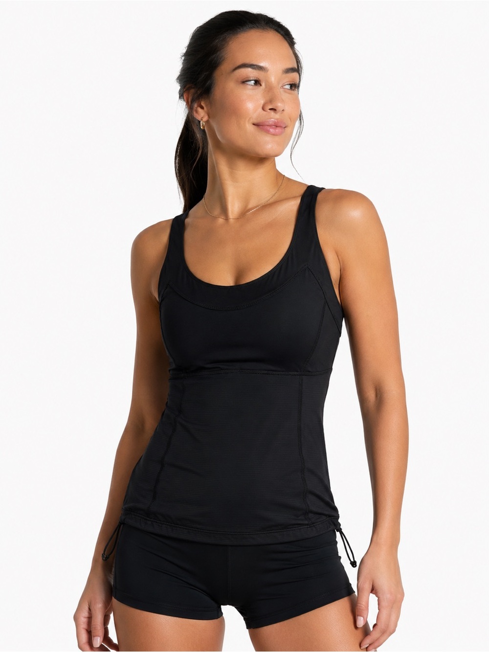Lululemon Run Elevate Tank Black Built In Bra Drawcord Hem 12